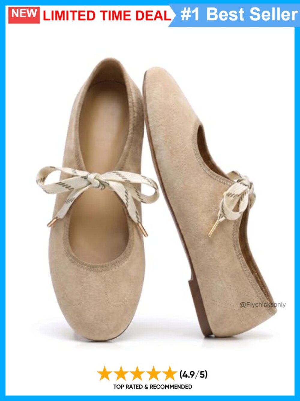 Lace Up Ballet Flats Faux Suede Round Toe Mary Jane Comfort Shoes